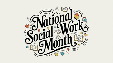 Fototapeta premium National Social Work lettering, party greeting card, calligraphy poster, generative AI