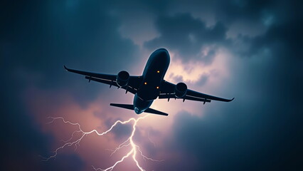 Lightning strikes near the rear of the plane