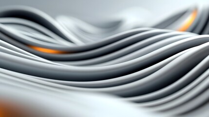 Obraz premium Graceful and Serene Abstract Composition with Wavy White Lines Flowing Across a Smooth Minimalist Background in Soft Calming Tones