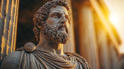 Obraz premium Ancient Greek Warrior in Sunlit Setting