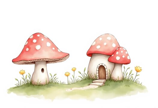 Illustration of a red mushroom on a white background
