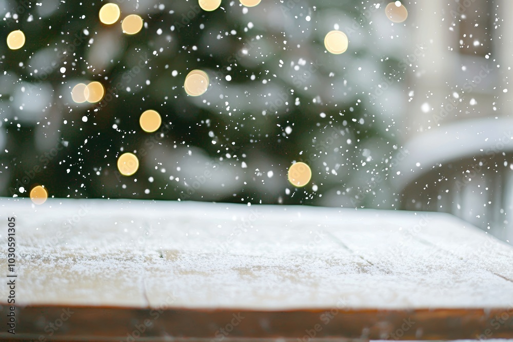Poster The background of this image is filled with light from a bokeh effect with an empty white snowy field