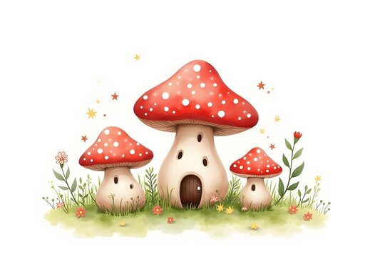 Illustration of a red mushroom on a white background
