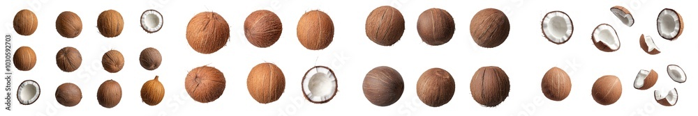 Poster An isolated coconut with a white background and full depth of field.