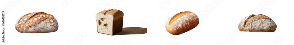 Aufkleber clipart of a fresh slice of sourdough bread - isolated on a transparent background - realistic drawi