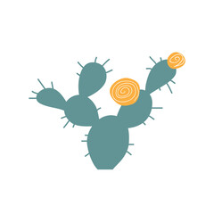 Opuntia cactus, doodle isolated illustration. Cartoon prickly pear plant vector.