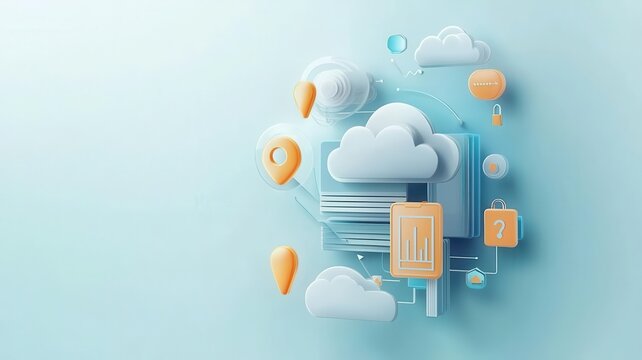 Privacy data storage cloud concept. Cloud with firewall, secure data management.