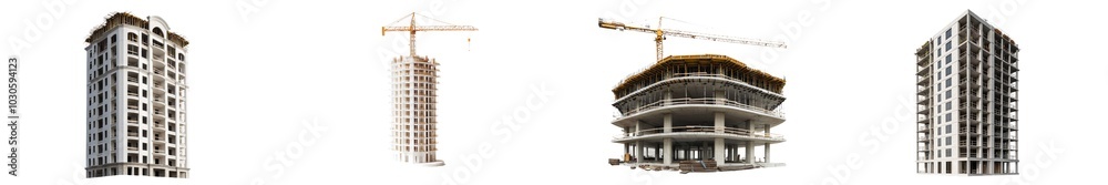 Aufkleber this is a view of a newly constructed multi-storey house isolated on a white background.
