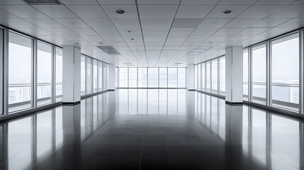 128. A spacious empty office with a sleek design