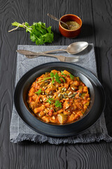 healthy zucchini stew in tomato sauce, top view