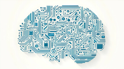 Fototapeta premium Abstract Illustration of a Human Brain Composed of Circuitry and Electronic Components