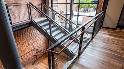 A steel stair structure used in building corridors can include outdoor metal stairs, industrial stairs, fire escape stairs, and metal stair frames made of stainless steel.