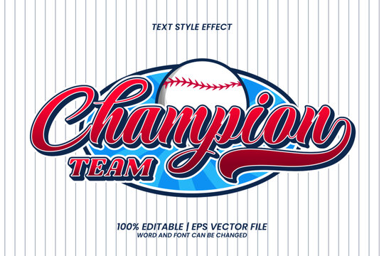 Editable text effect - Champion Team emblem logo vintage style