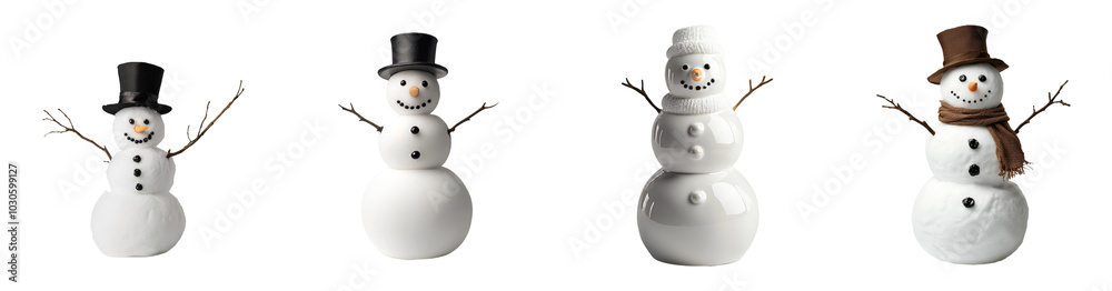 Poster this stock image shows a snowman with a blue hat and scarf isolated on a transparent background
