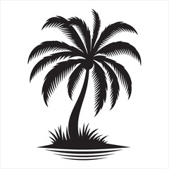 Fototapeta premium Island Vibes Graceful Coconut Palm Silhouette , black colour vactor 