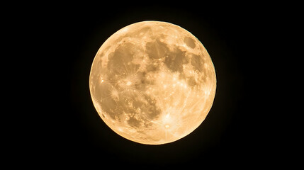Fototapeta premium A Detailed Close-Up View of the Full Moon with its Craters and Surface Features Against a Black Sky