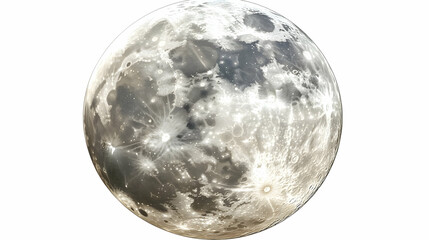 Obraz premium Detailed Illustration of the Moon with Craters and Surface Features on a White Background