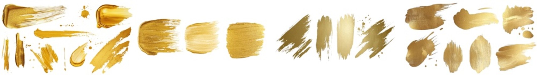 An elegant golden paint brush stroke isolated on white