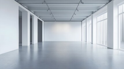 114. An empty gallery space with minimalist decor