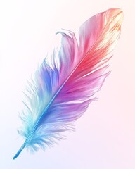 Obraz premium A pastel feather floating in the air, symbolizing lightness and letting go. Colorful Feather Floating in Pastel Air