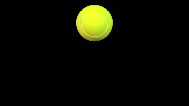 3D Tennis Ball Bouncing on a Transparent Background. Seamless Loop. Ball Bounce. 4K