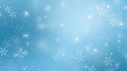 White snowflake with bokeh backgrounds on blue backgrounds in Christmas Holiday  , illustration 