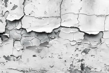 Obraz premium A black and white photo of peeling paint on a wall