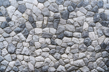 Part of a stone wall, gray color of background or texture, modern style design decoration.