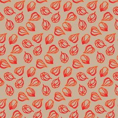 Hand drawn physalis pattern, autumn print 