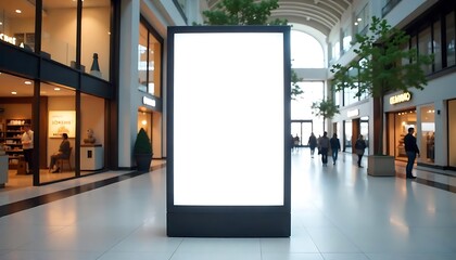 Mock up and blank white screen billboard in the modern mall, Blank monitor in  shopping mall, Big Blank billboard with copy space for your text message or content. created with generative ai
