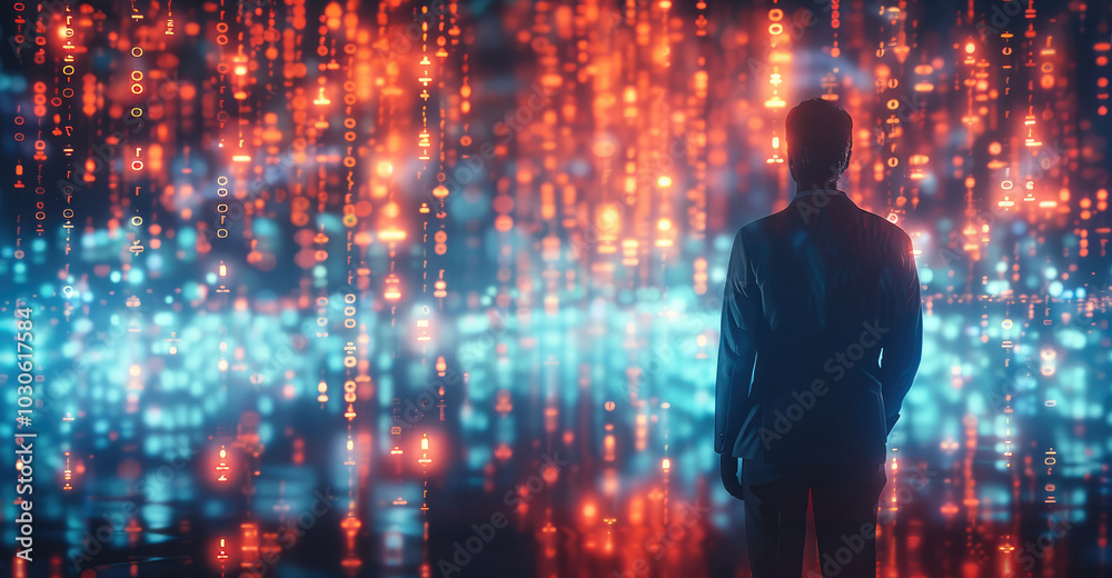 Leinwandbilder a businessman overseeing personalized customer experiences, with glowing data points adjusting in re