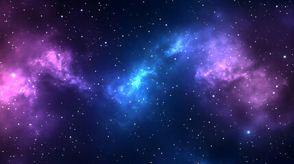 Fototapeta premium Cosmic Nebula with Stars and Galaxies, Swirling with Purple and Blue Hues, Against a Dark Night Sky