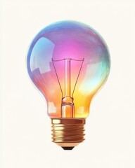 Obraz premium A light bulb with soft pastel light, symbolizing ideas and breakthroughs. Soft Pastel Light Bulb Symbolizing Ideas and Inspiration