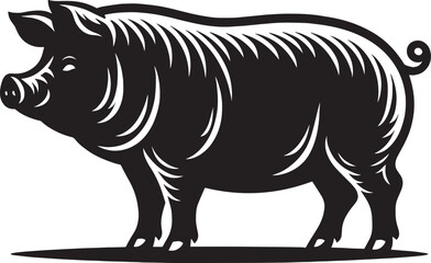 Obraz premium Pig Silhouette isolated on white background Minimalist pig vector shape iconpig silhouette, silhouette, pig, pig illustrator, pig head, wildlife, animal, front facing, african, walking, wild, wild a