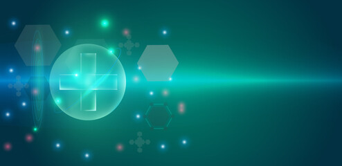 Medical technology background green vector editable