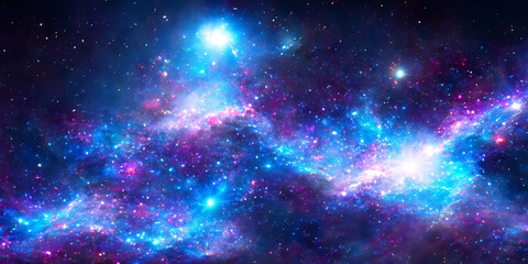 Naklejka premium Colorful cosmic nebula in deep space with bright stars and galactic clouds