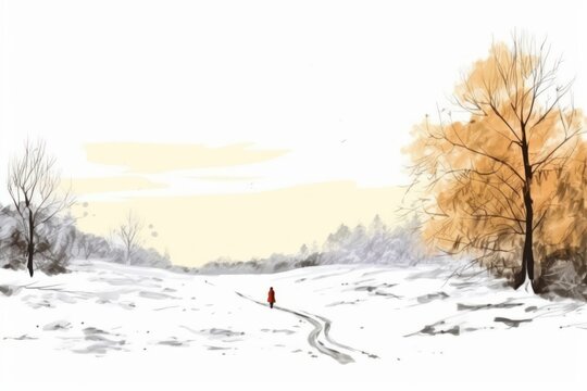 Winter snow tree landscape.