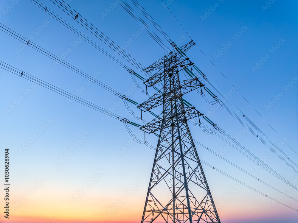 Canvas Prints High voltage electricity tower and natural scenery at sunset