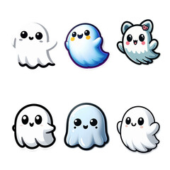 Fototapeta premium set cute ghost of Halloween, 6 concept style cartoon Character. 