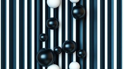 A striking black backdrop showcases vertical stripes and reflective spheres, showcasing a high-resolution design that enhances the aesthetic appeal of any device with a modern touch SEAMLESS PATTERN