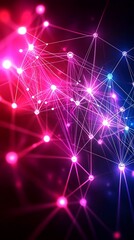 Abstract network of glowing lines and dots on a dark background.