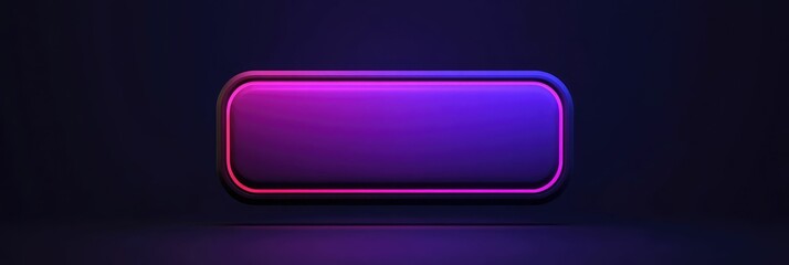 A purple and pink neon glowing button with a black background.