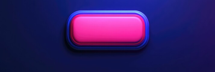 3D button with pink and blue colors on blue background.