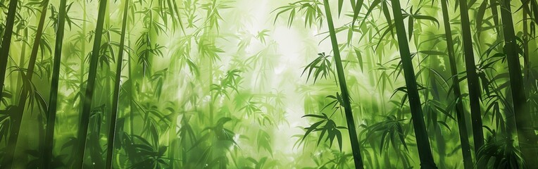 Serene Bamboo Forest in Traditional Chinese Ink Painting Style for Wall Decoration or Nature Backgrounds Generative AI