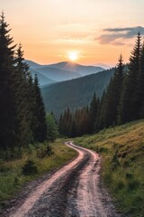 Naklejka premium Old Mountain Path Leading to Horizon
