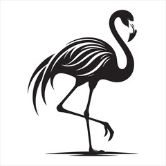 Naklejka premium Tall and Graceful Flamingo Silhouette with Extended Legs and Neck , black colour vactor