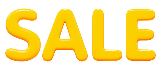 Yellow Sale sign letters 3d. Sale and discount text design element. Stock vector illustration on isolated background.