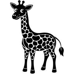 Obraz premium cute Giraffe vector silhouette on white background