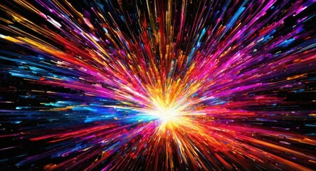 Brightly colored abstract forms create a mesmerizing 3D display.