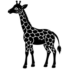 Naklejka premium cute Giraffe vector silhouette on white background